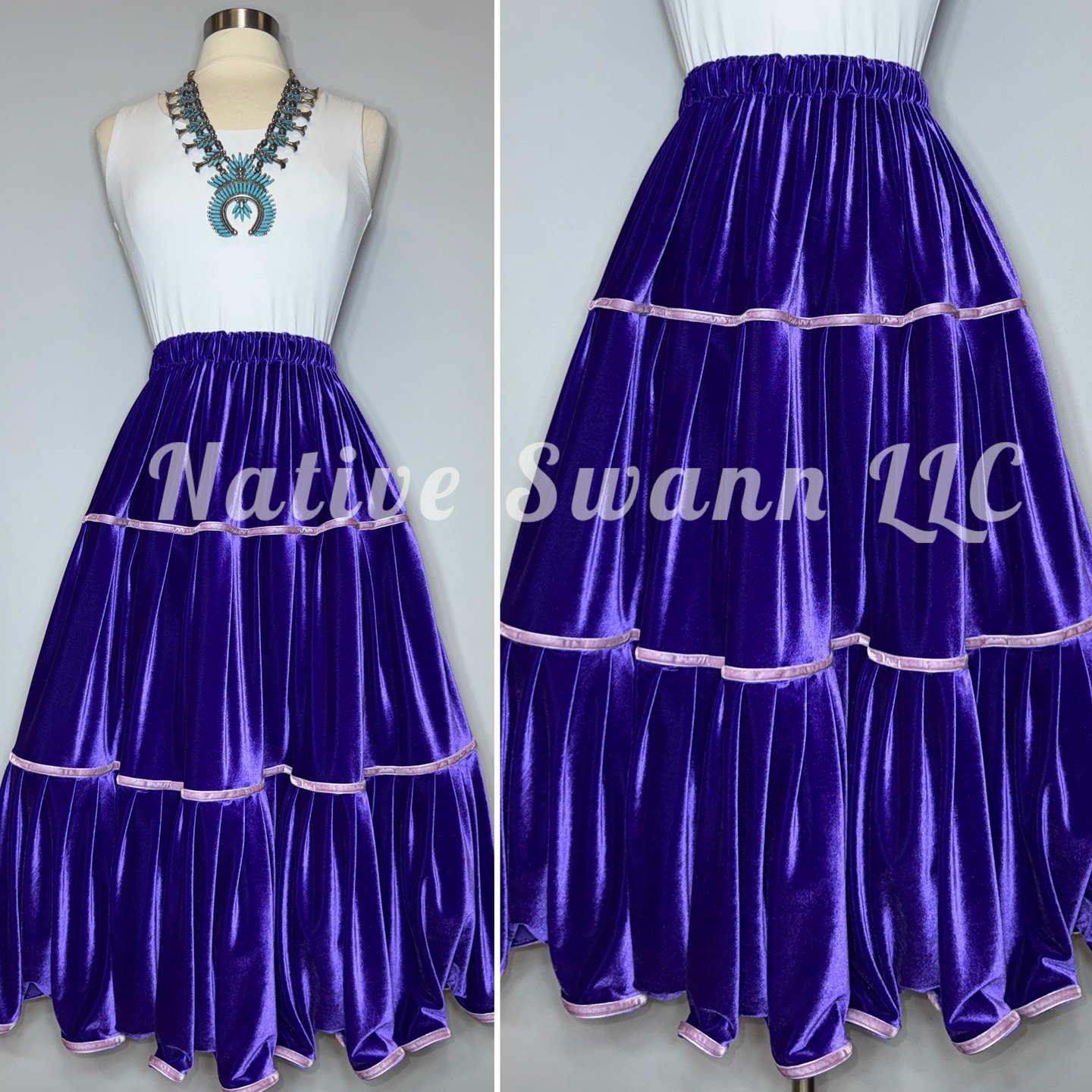 Purple 3 Tier Velvet Skirt w/ Lavender Velvet Trim