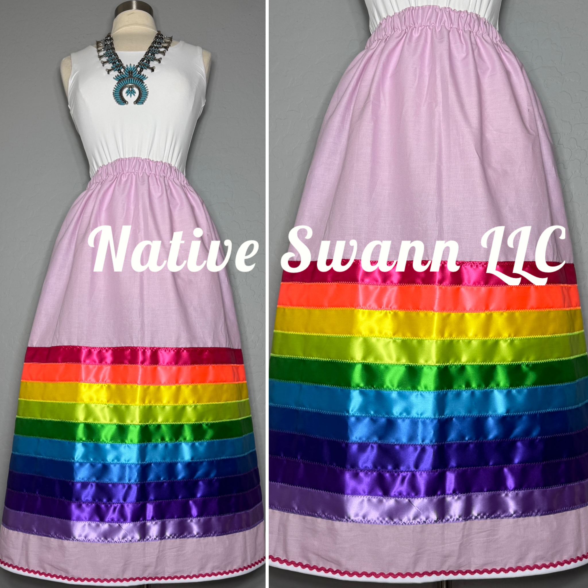 Lt. Pink Cotton Ribbon Skirt w/ Pockets