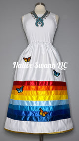 Multi-Color Butterfly Satin Ribbon Skirt w/ Pockets