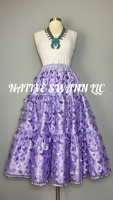3 Tier 3D Lavender Butterflies Overlay Satin Skirt