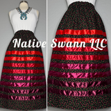 Red Roses Cotton Ribbon Skirt w/ Pockets