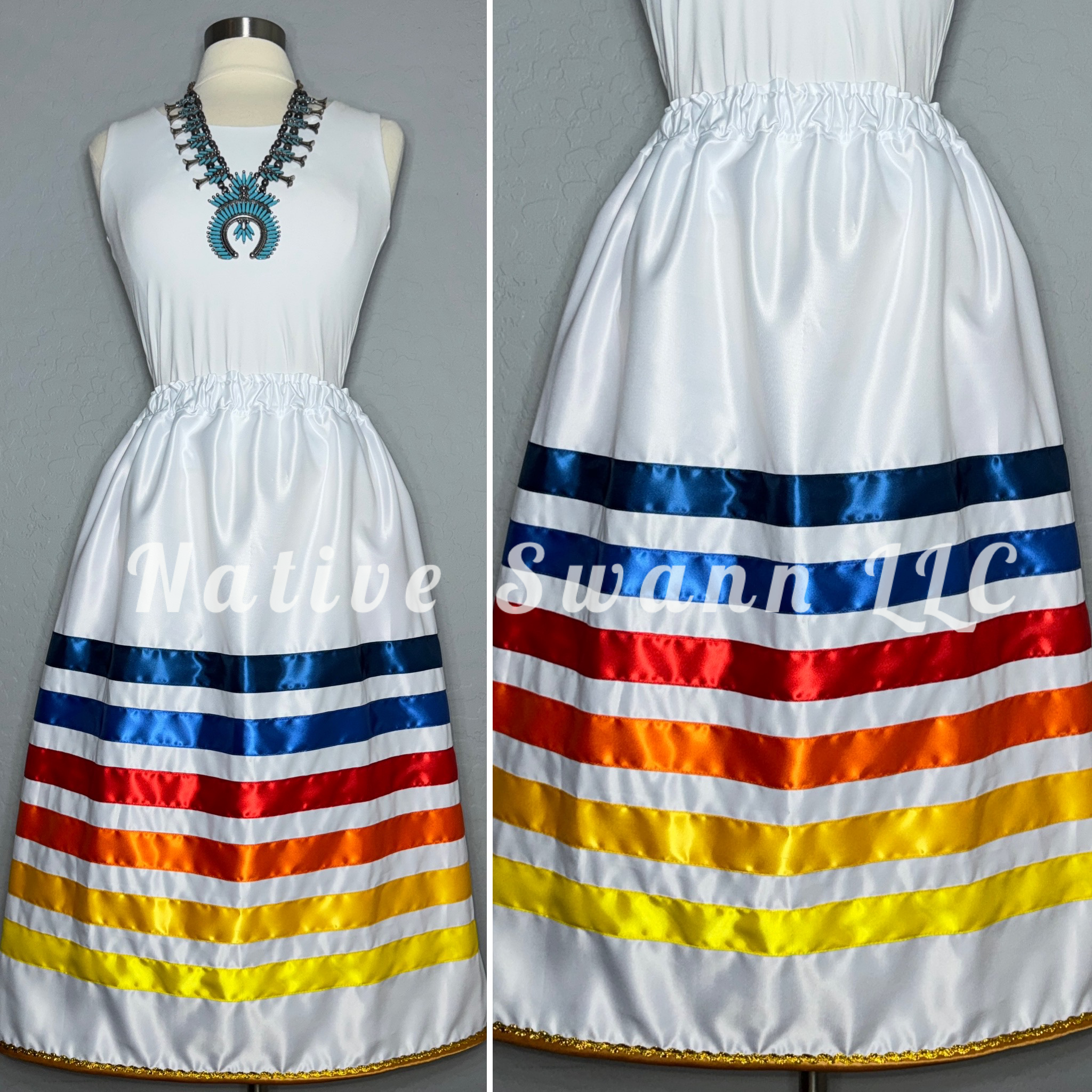White Satin Ribbon Skirt w/ Pockets