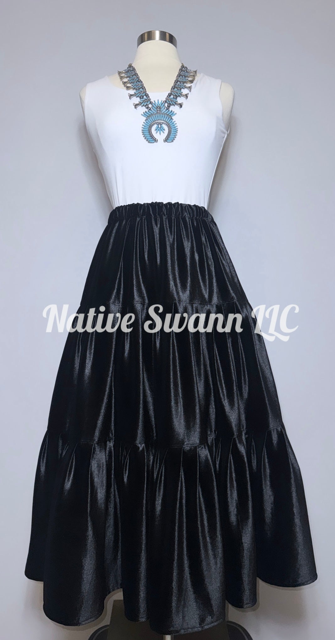 Black 3 Tier Velvet Skirt