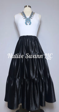 Black 3 Tier Velvet Skirt