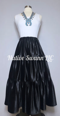 Black 3 Tier Velvet Skirt
