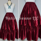Burgundy Velvet 3 Tier Skirt w/ Gold Studs