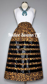 Leopard Print Cotton Ribbon Skirt w/ Pockets