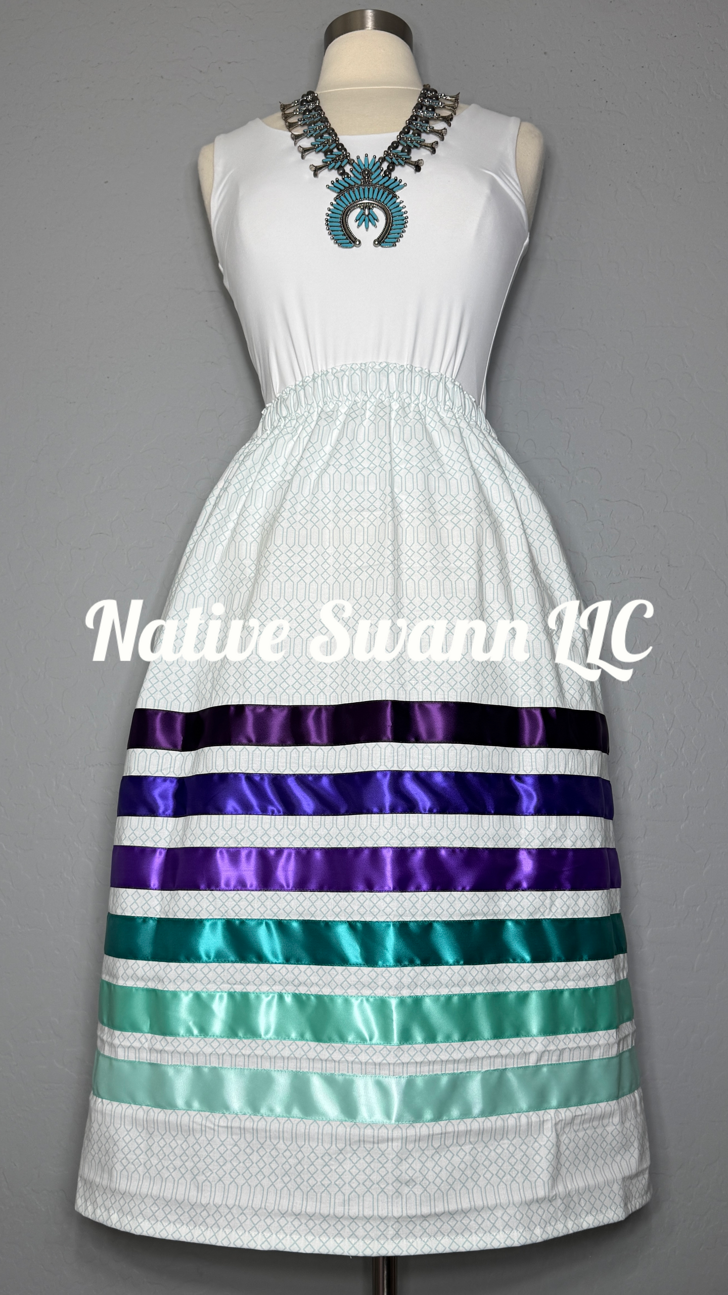 SG5- White Cotton Ribbon Skirt w/Pockets