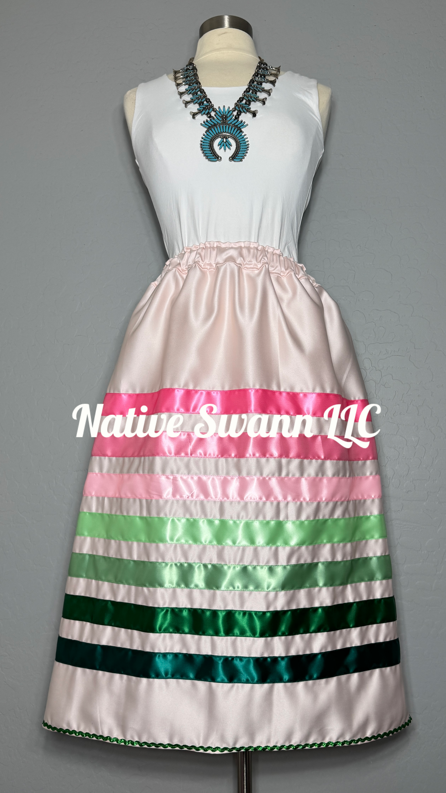Lt. Pink Satin Ribbon Skirt w/ Pockets