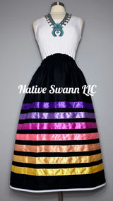 Black Solid Cotton Ribbon Skirt w/ pockets