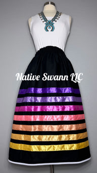 Black Solid Cotton Ribbon Skirt w/ pockets