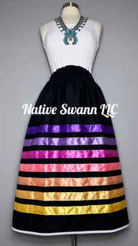 Black Solid Cotton Ribbon Skirt w/ pockets