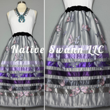 Grey+Purple Dragonflies Overlay Satin Ribbon Skirt