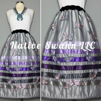Grey+Purple Dragonflies Overlay Satin Ribbon Skirt