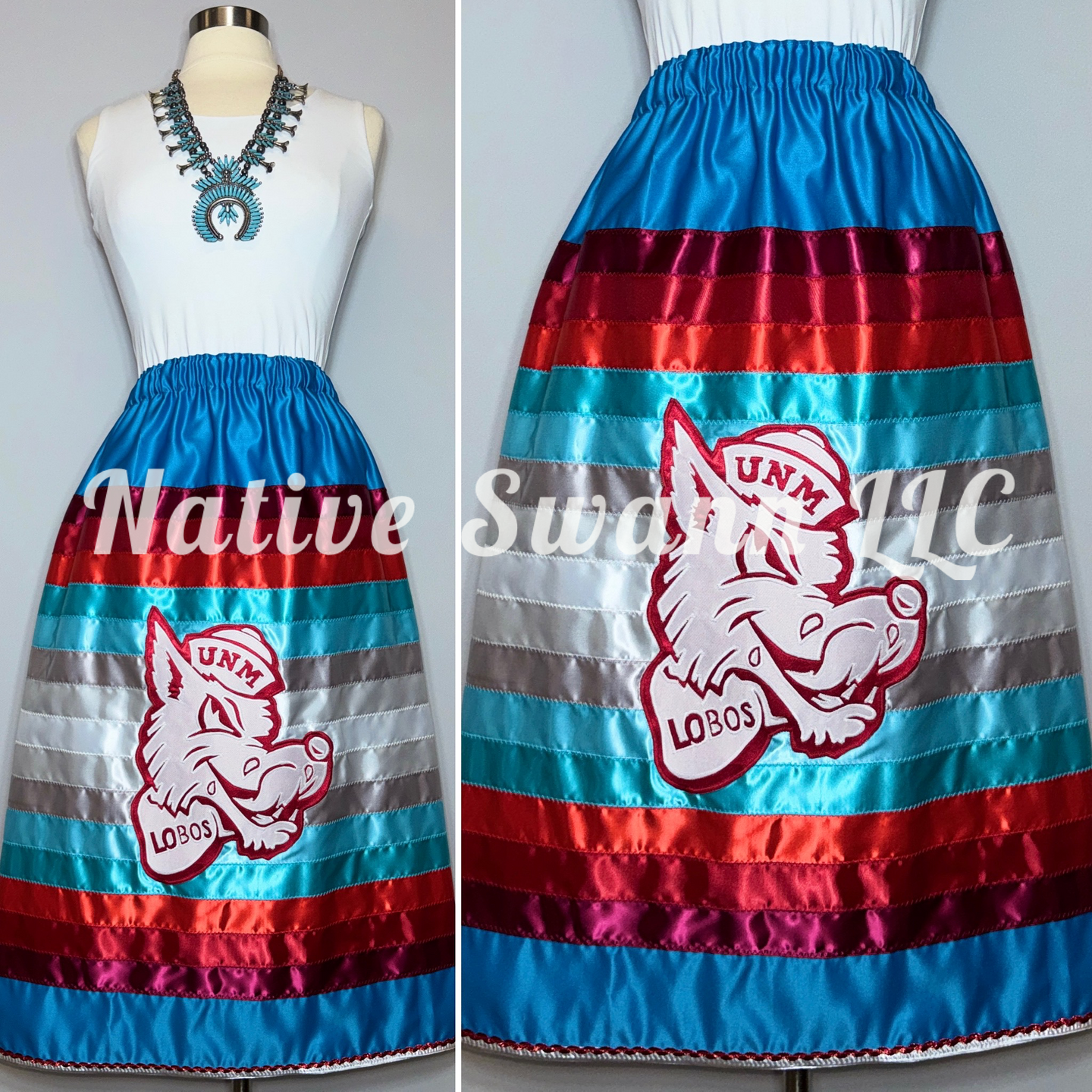 Turquoise Lobo Satin Ribbon Skirt w/ Pockets