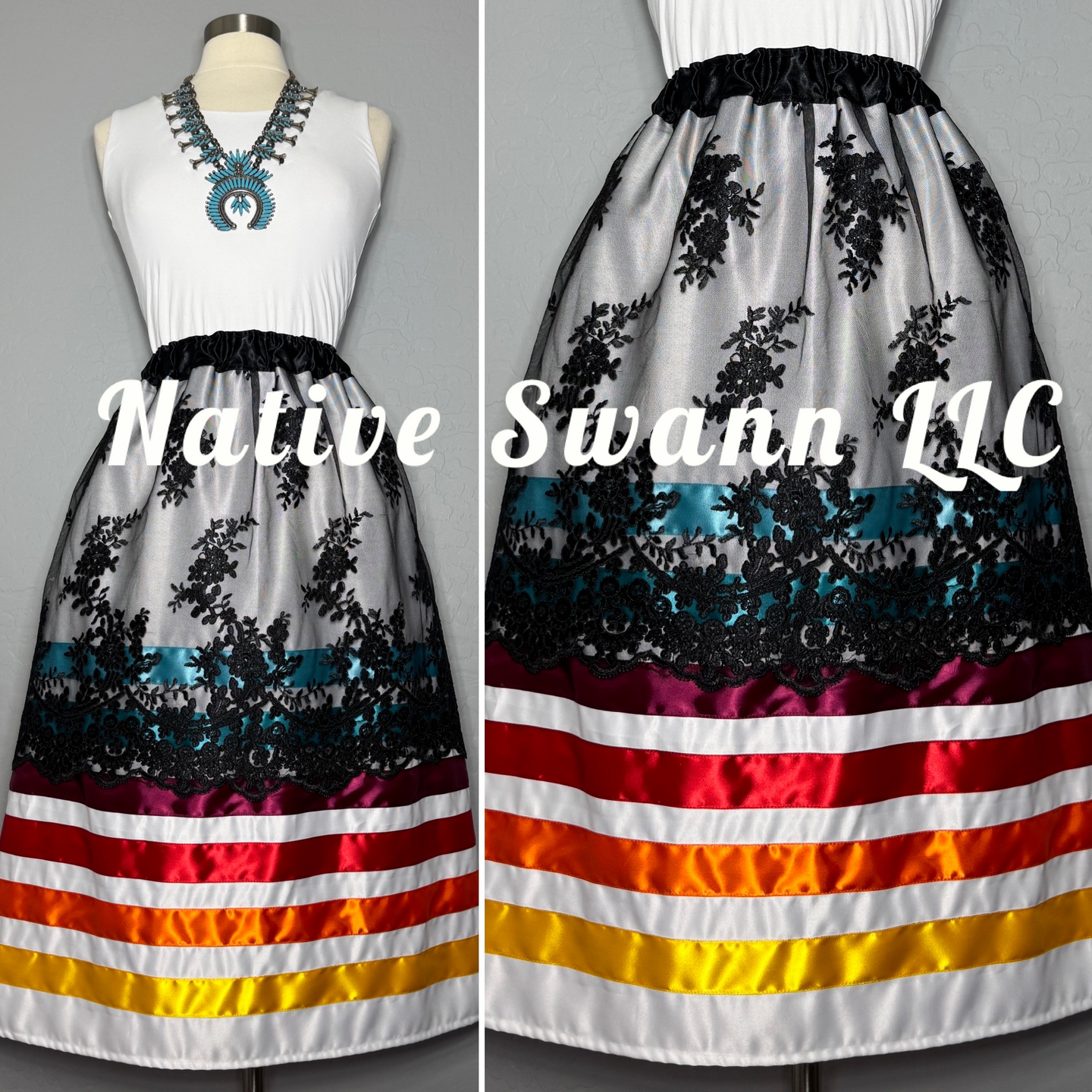 Native Spirit Overlay Satin Ribbon Skirt
