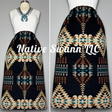 Black Native Design Wool Skirt