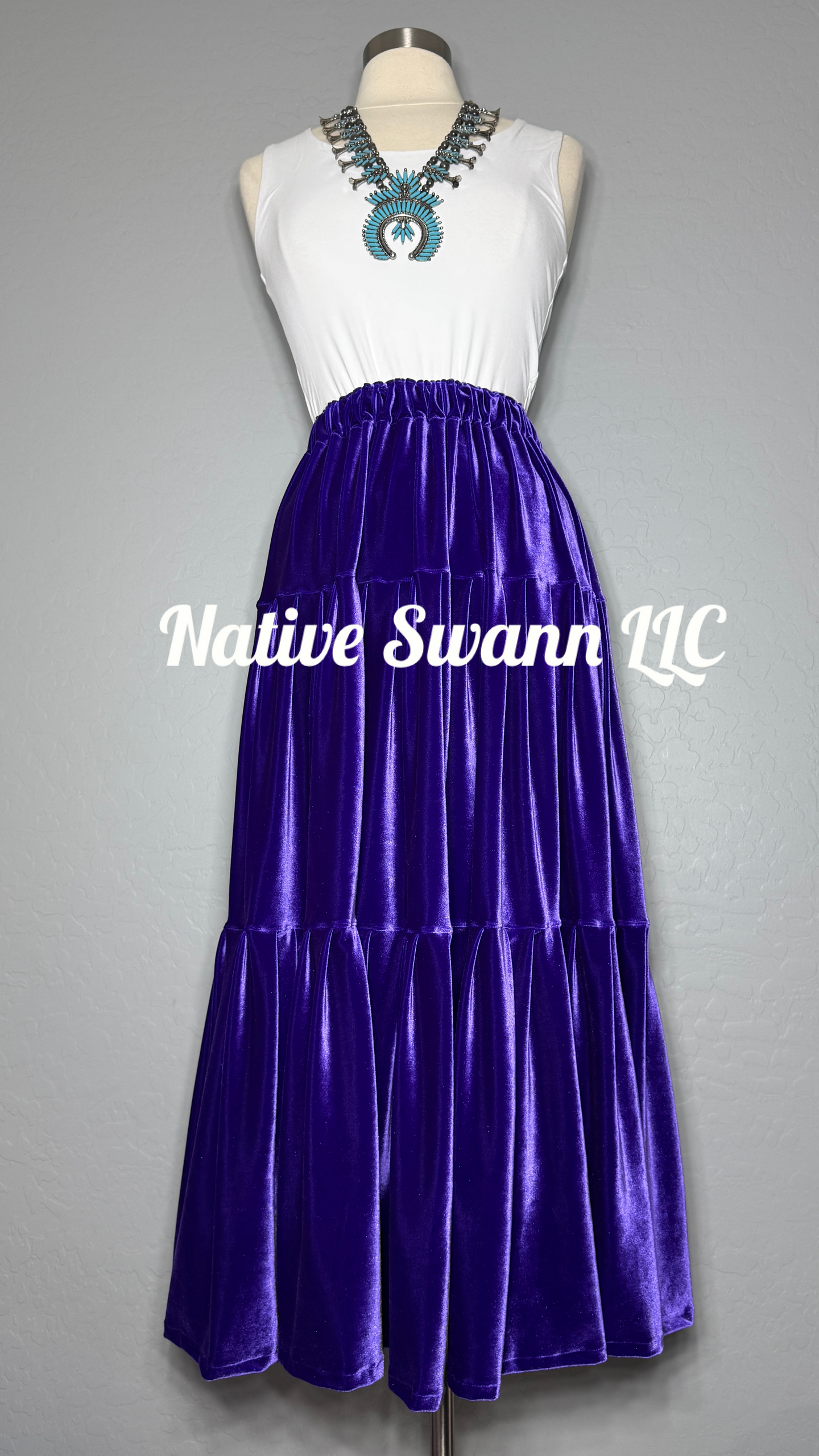 Purple 3 Tier Velvet Skirt