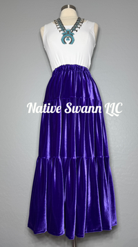 Purple 3 Tier Velvet Skirt