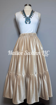 Champagne 3 Tier Velvet Skirt