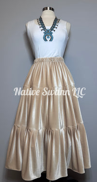 Champagne 3 Tier Velvet Skirt