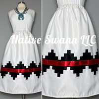 Navajo Basket Design Ivory Skirt w/ pockets