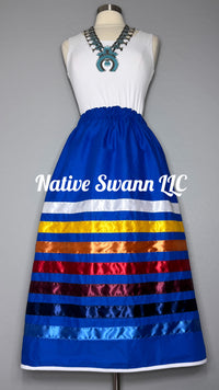 Royal Blue Solid Cotton Ribbon Skirt w/ Pockets