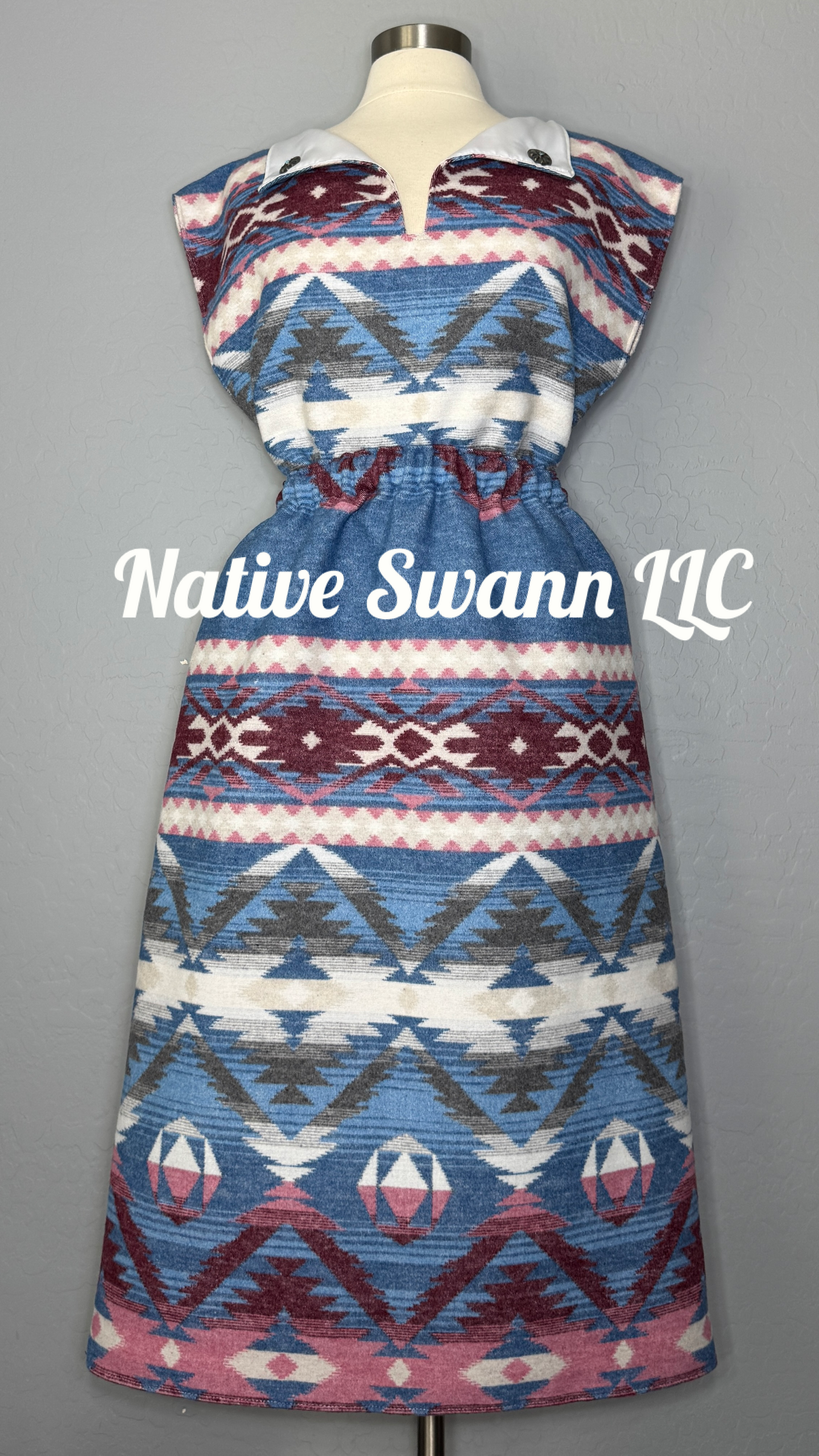 Lt. Blue + Burgundy Wool 2 Piece Set