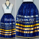 Royal Blue Half Overlay Satin Ribbon Skirt