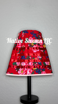 Red Floral Cotton Ribbon Skirt