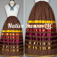 Brown Solid Cotton Ribbon Skirt W/ Pockets