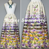 Lavender Emb. Floral Long Overlay Satin Ribbon Skirt