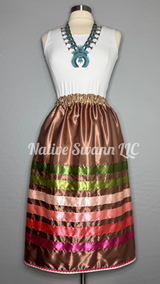 Lt Brown Satin Ribbon Skirt w/ Pockets