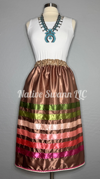 Lt Brown Satin Ribbon Skirt w/ Pockets