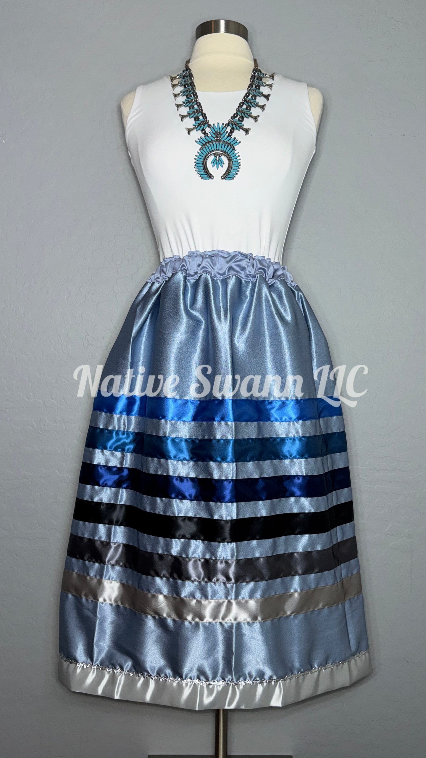 Cinderella Blue Satin Ribbon Skirt w/ Pockets
