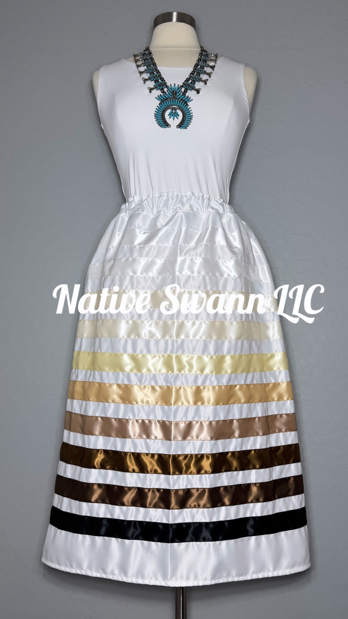 Ivory Satin Ribbon Skirt w/ Pockets