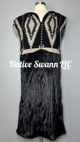 Black Native Design Wool Dress