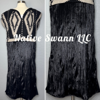 Black Native Design Wool Dress