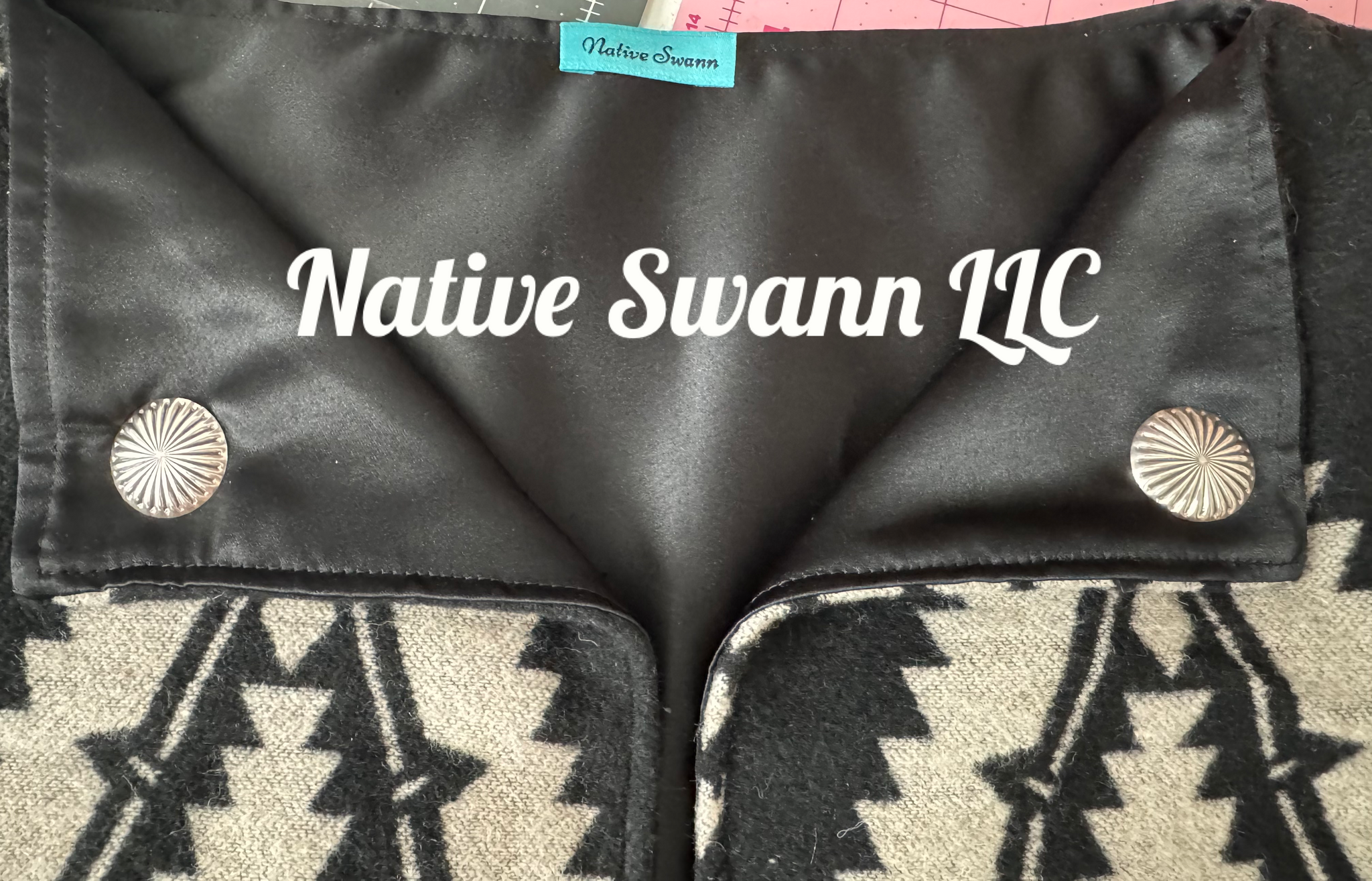 Black Native Design Wool Dress