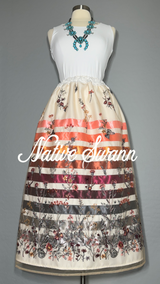 Floral Sequins Long Overlay Satin Ribbon Skirt