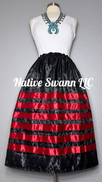 Black Roses Satin Ribbon Skirt w/ Pockets