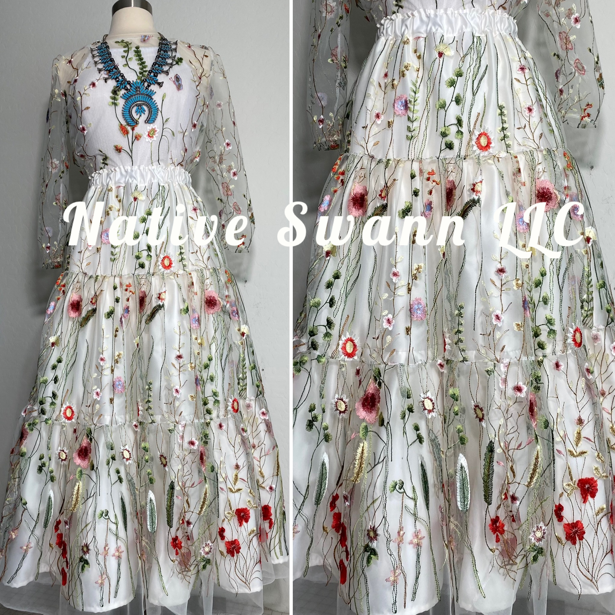 Pre-Sale Cream Emb. 3 Tier Skirt Only