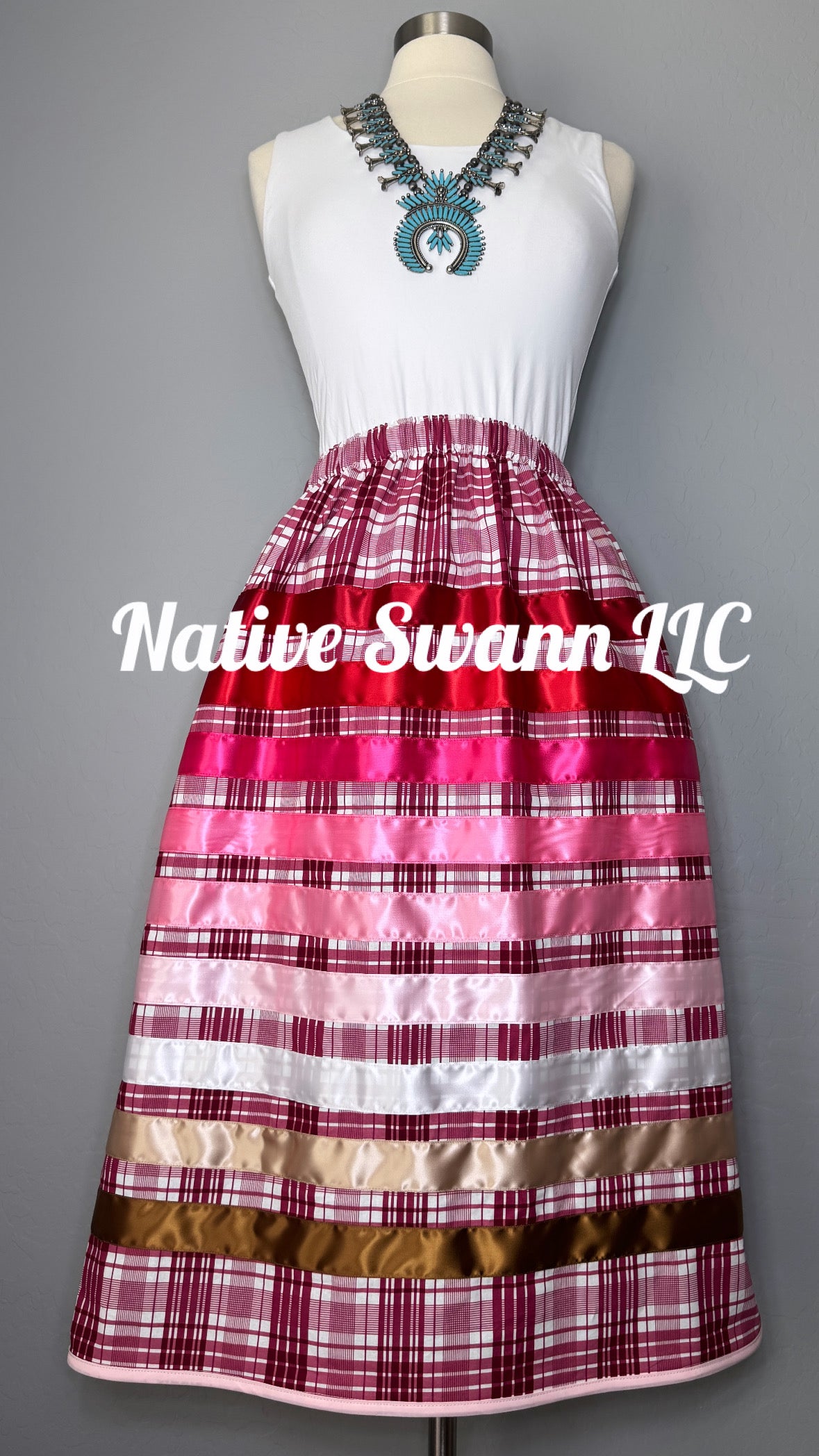 Plaid Valentines Cotton Ribbon Skirt w/ Pockets