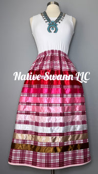 Plaid Valentines Cotton Ribbon Skirt w/ Pockets