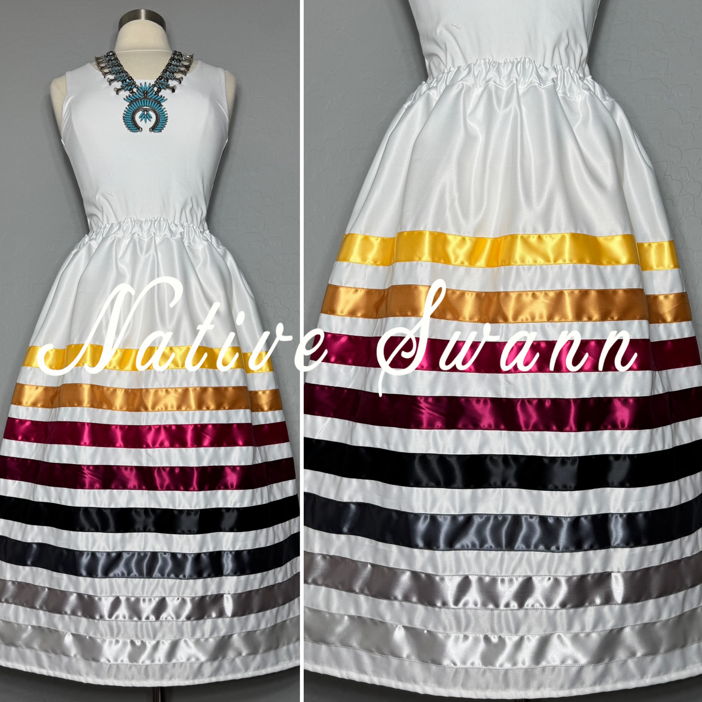 Pearl White Satin Ribbon Skirt