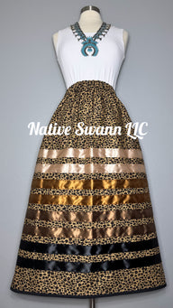 Cheetah Print Cotton Ribbon Skirt w/ Pockets