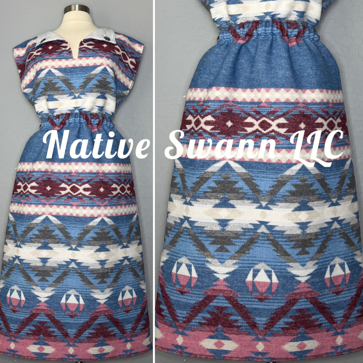 Lt. Blue + Burgundy Wool 2 Piece Set