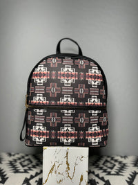 Black Native Design Mini-Backpack