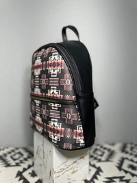 Black Native Design Mini-Backpack