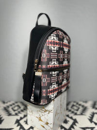 Black Native Design Mini-Backpack